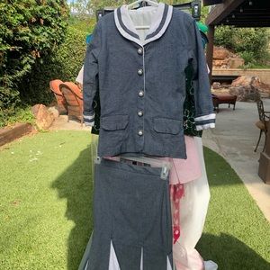 Little Girl’s Navy with White Trim 2-piece Suit